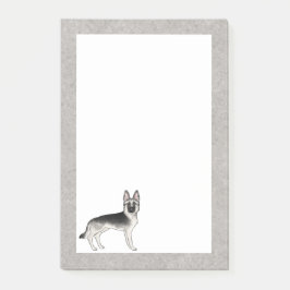 Zilveren Sable Duitse Herder Cartoon GSD Hond Grij Post-it® Notes