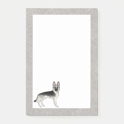 Zilveren Sable Duitse Herder Cartoon GSD Hond Grij Post-it® Notes (Voorkant)