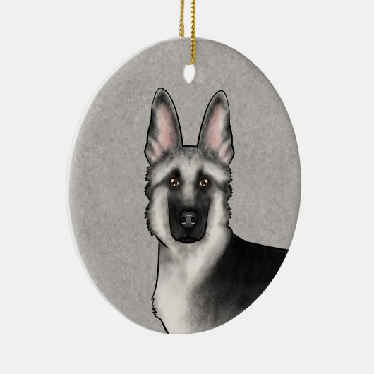 Zilveren Sable Duitse Herder Cartoon Hond Hoofd Keramisch Ornament (Rechts)