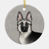 Zilveren Sable Duitse Herder Cartoon Hond Hoofd Keramisch Ornament (Voorkant)