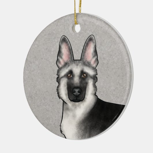 Zilveren Sable Duitse Herder Cartoon Hond Hoofd Keramisch Ornament (Links)