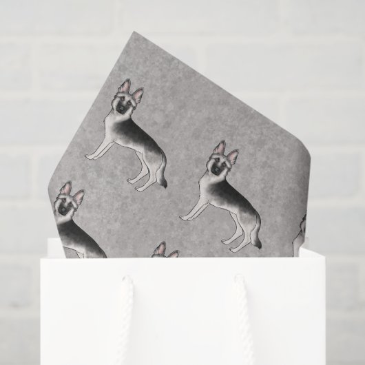 Zilveren Sable Duitse Herder Cartoon Hond Patroon Tissuepapier (Cadeauzakje)