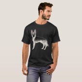 Zilveren Sable Duitse Herder Cartoon Hond Tekening T-shirt (Voorkant volledig)