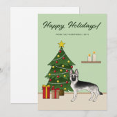 Zilveren Sable Duitse Herder Feestelijke Kerstmis Feestdagenkaart (Voorkant / Achterkant)