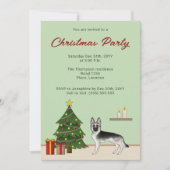 Zilveren Sable Duitse Herder Feestelijke Kerstmis Kaart (Voorkant)