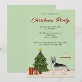 Zilveren Sable Duitse Herder Feestelijke Kerstmis Kaart (Voorkant / Achterkant)