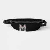 Zilveren Sable Duitse Herder GSD Hondenkop Zwart Heuptasje (Voorkant)