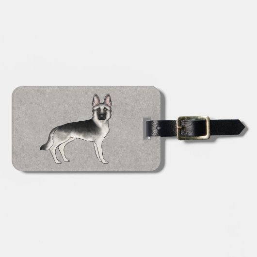 Zilveren Sable Duitse Herder Hond en aangepaste te Bagagelabel (Voorkant horizontaal)