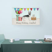 Zilveren Sable Duitse Herder Hond Gelukkige Verjaa Spandoek (Beurs)