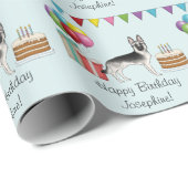 Zilveren Sable Duitse Herder Hond Kleurrijke Verja Cadeaupapier (Rol Hoek)