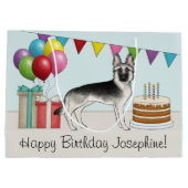 Zilveren Sable Duitse Herder Hond Kleurrijke Verja Groot Cadeauzakje (Achterkant)