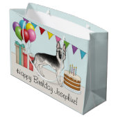 Zilveren Sable Duitse Herder Hond Kleurrijke Verja Groot Cadeauzakje (Achterkant Gekanteld)