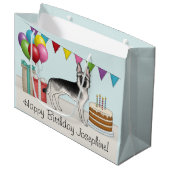 Zilveren Sable Duitse Herder Hond Kleurrijke Verja Groot Cadeauzakje (Voorkant Gekanteld)