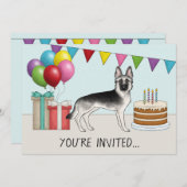 Zilveren Sable Duitse Herder Hond Kleurrijke Verja Kaart (Voorkant / Achterkant)