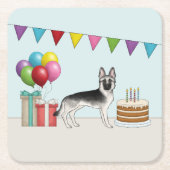 Zilveren Sable Duitse Herder Hond Kleurrijke Verja Kartonnen Onderzetters (Voorkant)