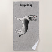 Zilveren Sable Duitse Herder Hond Met Aangepaste N Strandlaken (Voorkant)