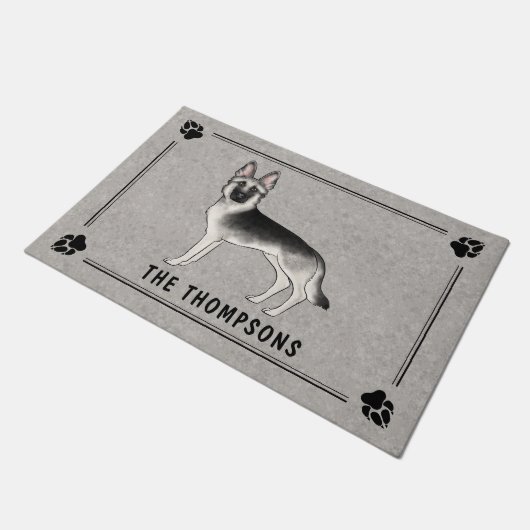 Zilveren Sable Duitse Herder Hond Met Aangepaste T Deurmat (Schuin)