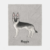 Zilveren Sable Duitse Herder Hond Met Aangepaste T Fleece Deken (Voorkant)