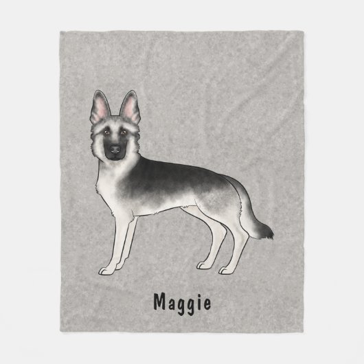 Zilveren Sable Duitse Herder Hond Met Aangepaste T Fleece Deken (Voorkant)