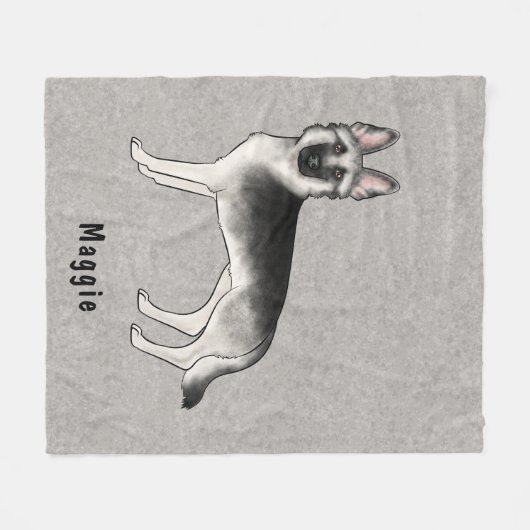 Zilveren Sable Duitse Herder Hond Met Aangepaste T Fleece Deken (Voorkant (Horizontaal))