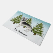 Zilveren Sable Duitse Herder Hond Winterbos Deurmat (Schuin)