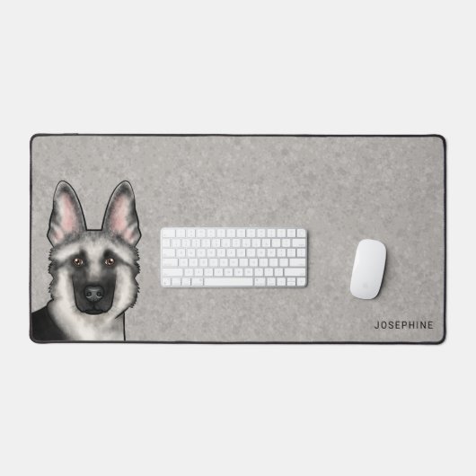 Zilveren Sable Duitse Herder Hoofd en aangepaste n Bureaumat (Keyboard & Muis)