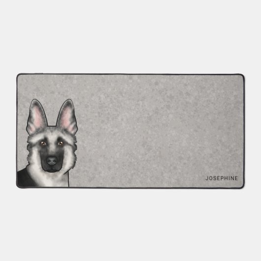 Zilveren Sable Duitse Herder Hoofd en aangepaste n Bureaumat (Voorkant)