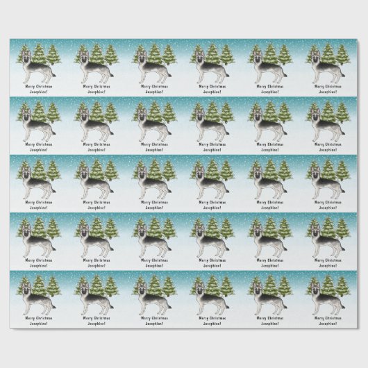 Zilveren Sable Duitse Herder Snowy Winter Bos Cadeaupapier (Vlak)