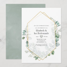 Zilveren Salie Eucalyptus Geometrische Bruidsmeisj Kaart