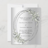 Zilveren salie groen groen groen bruiloft uitnodig (Voorkant)
