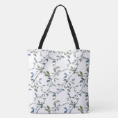 Zilveren Salie Groene Bloem Initialen Monogram Tote Bag (Achterkant)