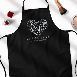Zilveren Salon Hart Stylist Gepersonaliseerde Naam Schort
