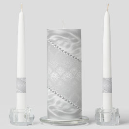 Zilveren Satijn Damask Witte Parels Pluche Wedding