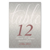 Zilveren Satijn Roos Damask Stijlvolle Decor Tafel Kaart (Achterkant)