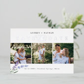 Zilveren Save The Date-foto-collage Folie Uitnodiging (Staand Voorkant)