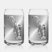 Zilveren saxofoon bedrukte 16oz blikbril blikvorm glas (Links)