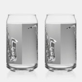 Zilveren saxofoon bedrukte 16oz blikbril blikvorm glas (Rechts)