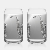 Zilveren saxofoon bedrukte 16oz blikbril blikvorm glas (Achterkant)
