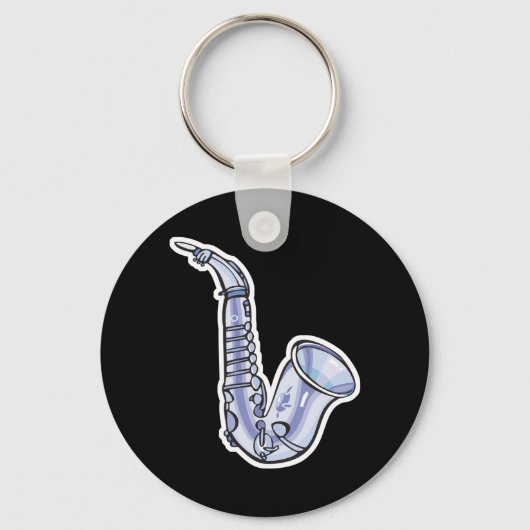 zilveren saxofoon sleutelhanger (Voorkant)