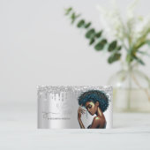 Zilveren Schaar Afro Amerikaanse Vrouwen Glitter D Visitekaartje (Staand voorkant)