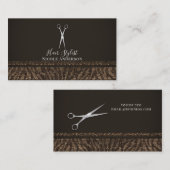 Zilveren Schaar Goudbruin Zebra Chic Hair Stylist Visitekaartje (Voorkant / Achterkant)