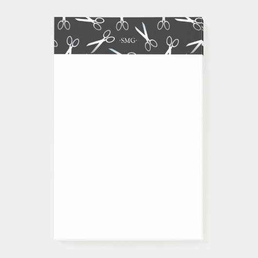 zilveren schaar | kapper | Aangepast monogram Post-it® Notes (Voorkant)