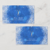 Zilveren Schaar Sprookje Blauw Haar Stylist Visitekaartje (Voorkant / Achterkant)
