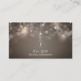 Zilveren Schaar Taupe Sparkle Chic Hair Stylist Visitekaartje