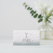 Zilveren Schaar Wit Glitter Hair Stylist Visitekaartje (Staand voorkant)