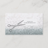 Zilveren Schaar Wit Glitter Hair Stylist Visitekaartje (Achterkant)
