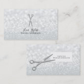 Zilveren Schaar Witte Glitter Chic Hair Stylist Visitekaartje (Voorkant / Achterkant)