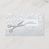 Zilveren Schaar Witte Glitter Chic Hair Stylist Visitekaartje (Achterkant)