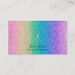 Zilveren Scharen Regenboog Glitters Haarstylist Visitekaartje