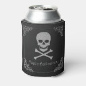 Zilveren schedel en kruisbeenderen Halloween Blikjeskoeler (Blikje Achterkant)